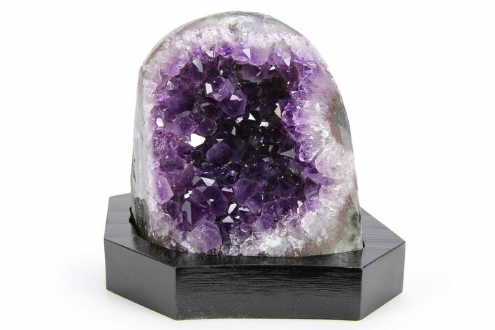 Amethyst Cluster with Calcite on Wood Base - Uruguay #253137